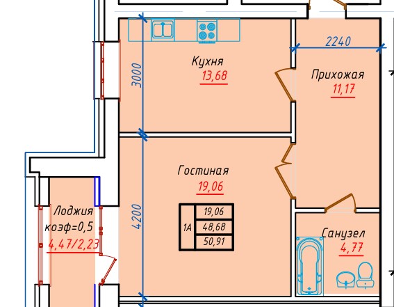 Планировка 1 комнат